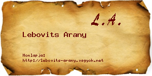 Lebovits Arany névjegykártya